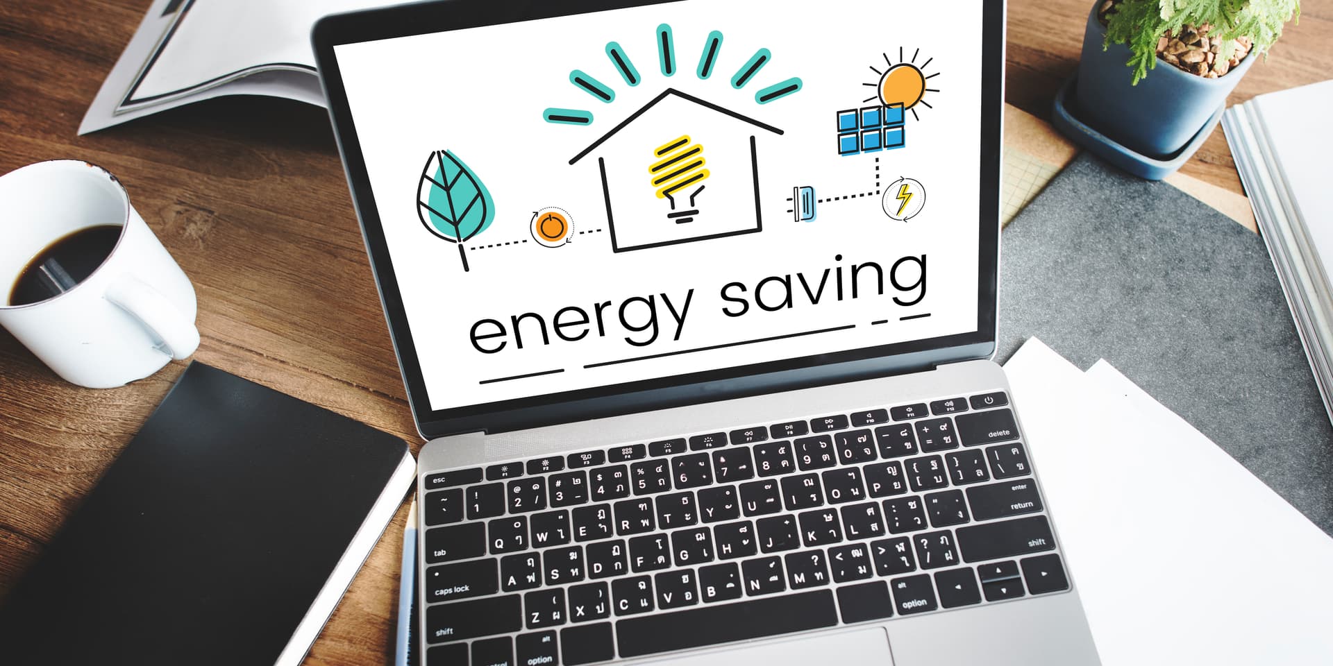 energy saving graphic on laptop